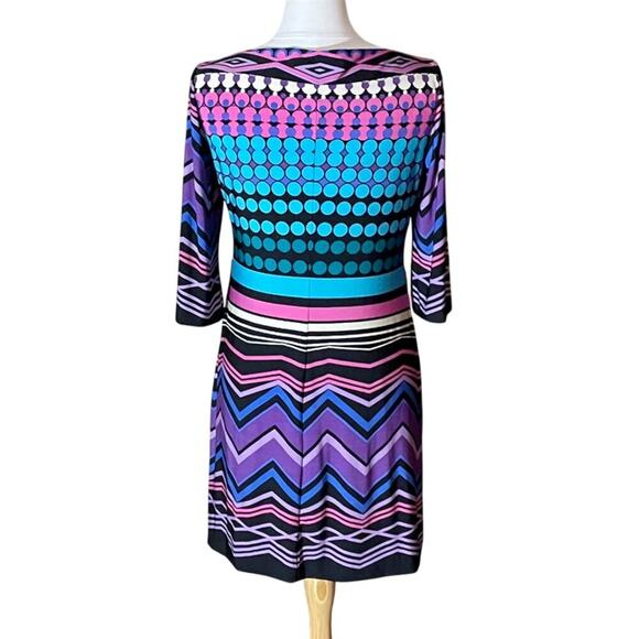 Jersey, Stretch, Bodycon, Geometric, Colorful, 70s Inspired Dress, Size 10 - Picture 2 of 15